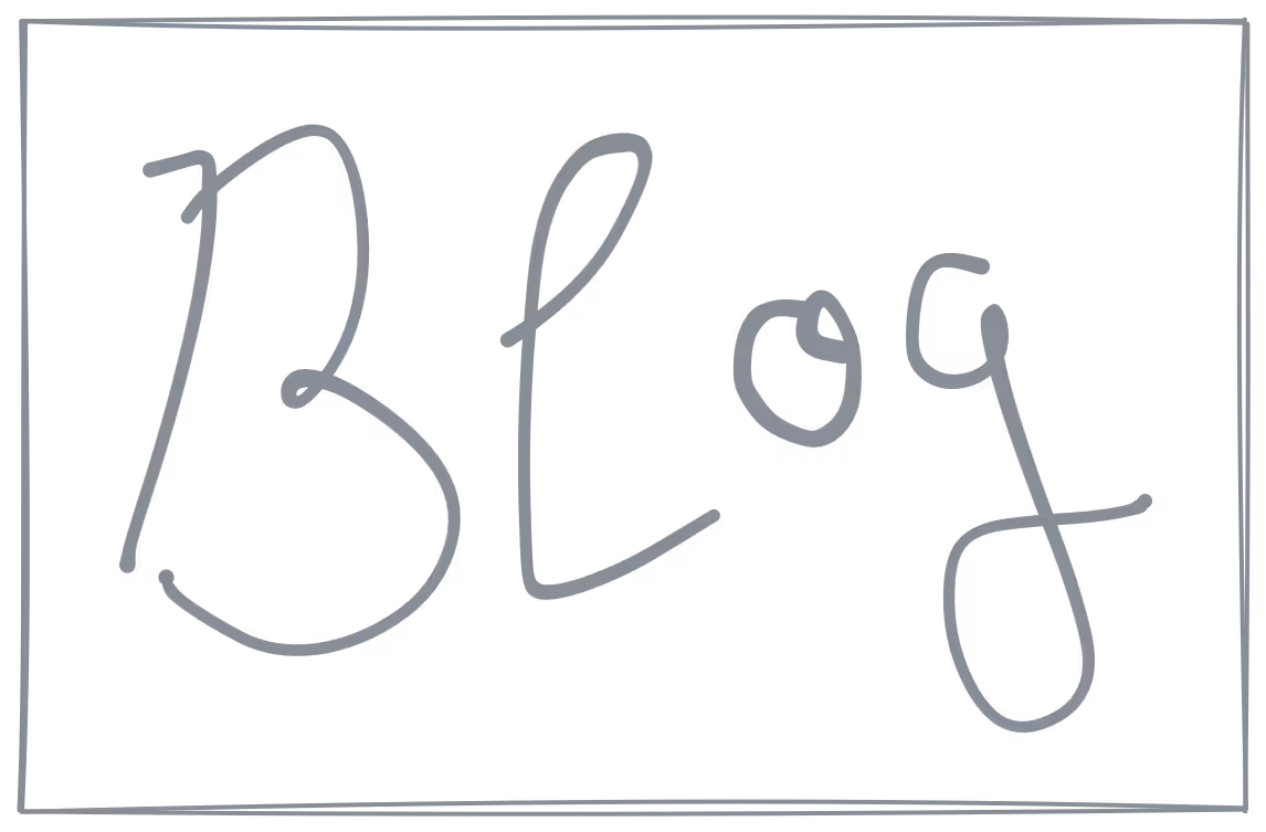illustration: a handwriting in a rectangle box that reads 'Blog'