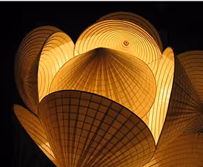 multiple nón lá in formation and under night light