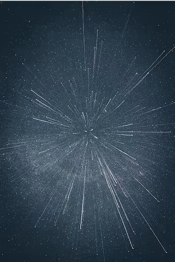 space with cosmic rays going in/from the middle